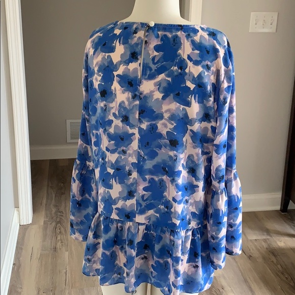 Blush/Blue/Black J. Crew flouncy top - Picture 3 of 4